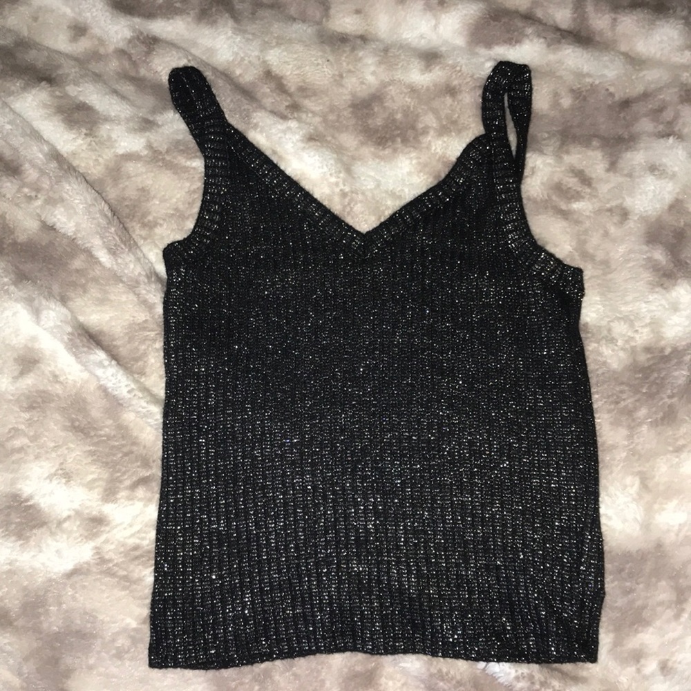 Very glittery black tank top